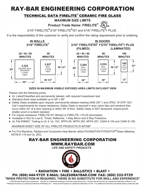 Ray-Bar Engineering Technical Data Sheet