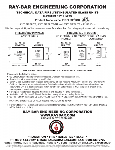 Firelite IGUs Tech Data Sheet