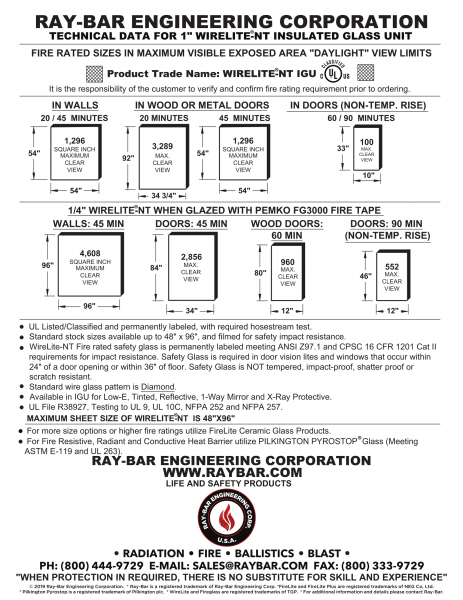 Ray-Bar Engineering Technical Data Sheet